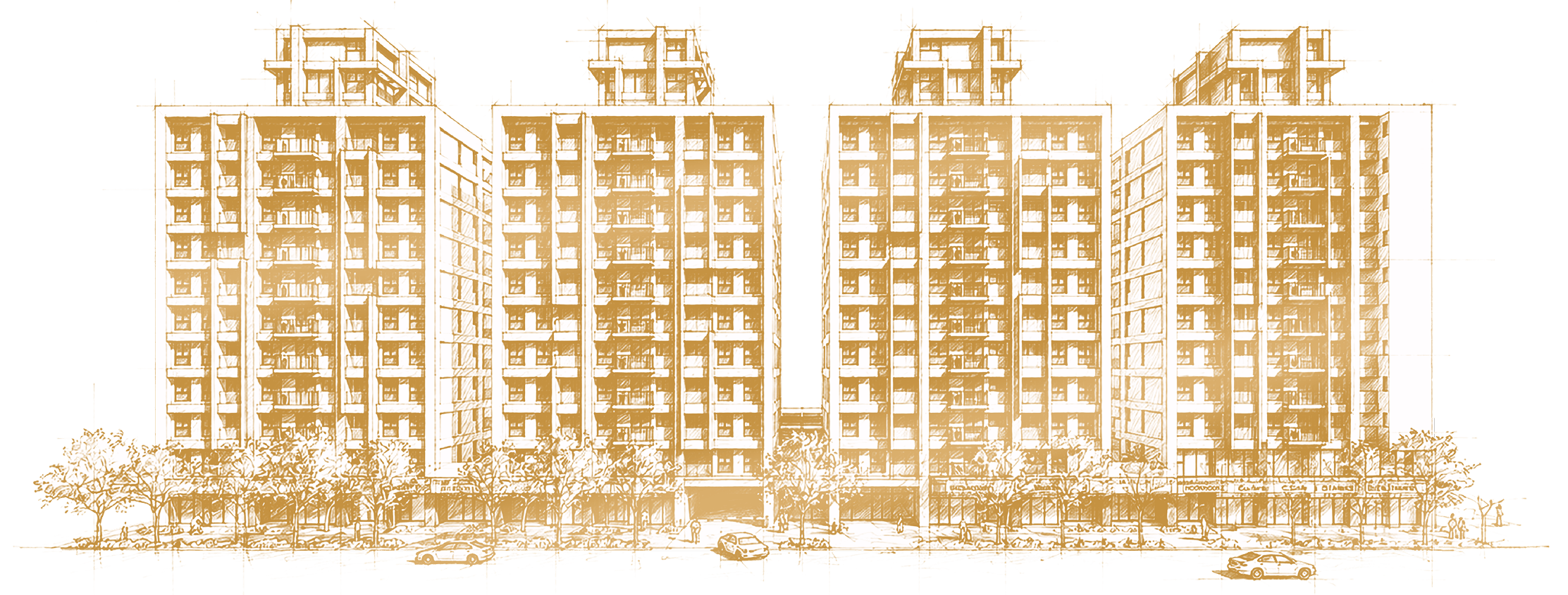 2100坪藝文地標手繪建築立面圖